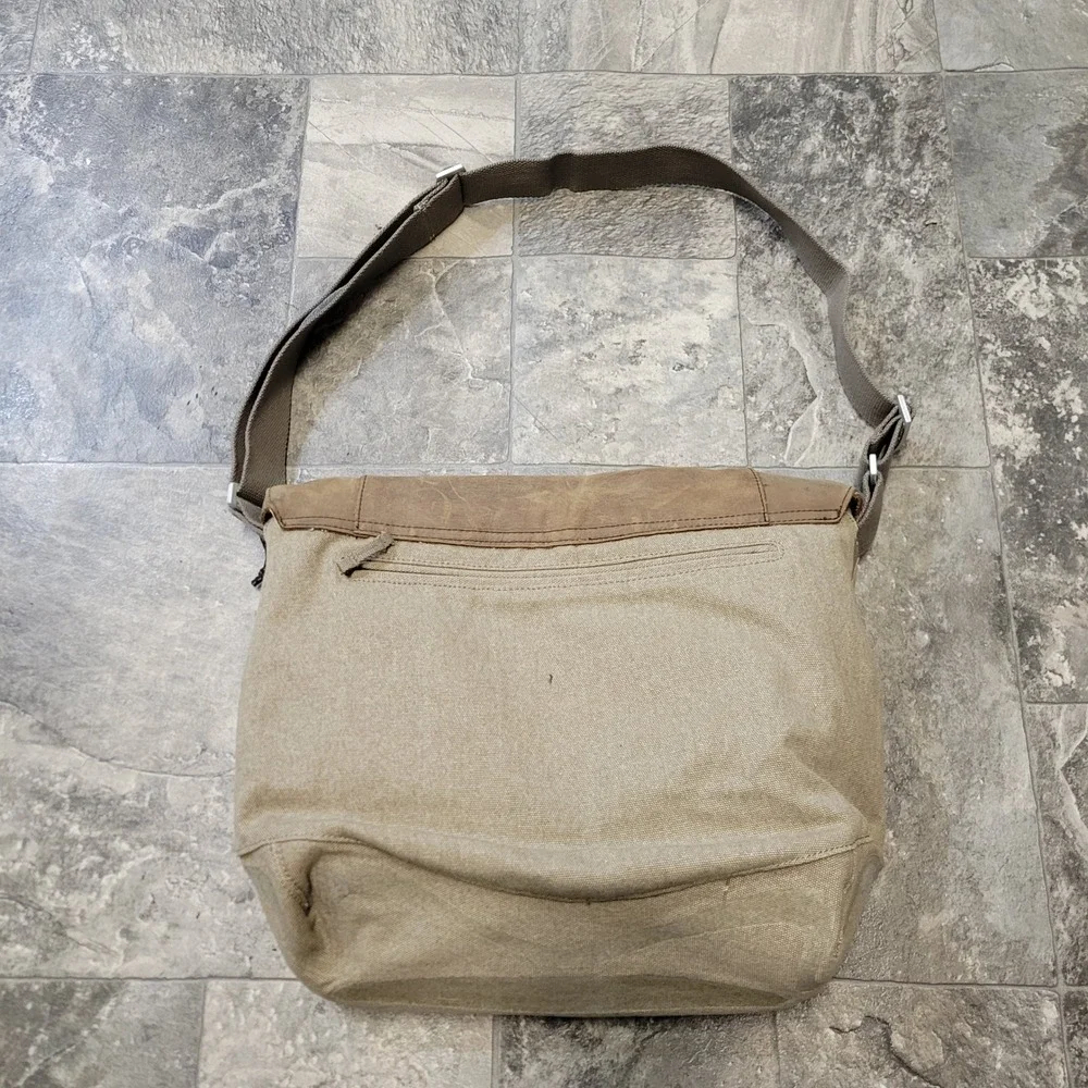 Keen Messenger Bag Tan Canvas Brown Leather Flap Rugged‎ Gorpcore Large